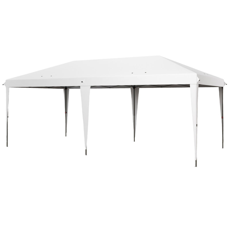 Tente à auvent escamotable 10 pi x 19,2 pi Outsunny, Blanc