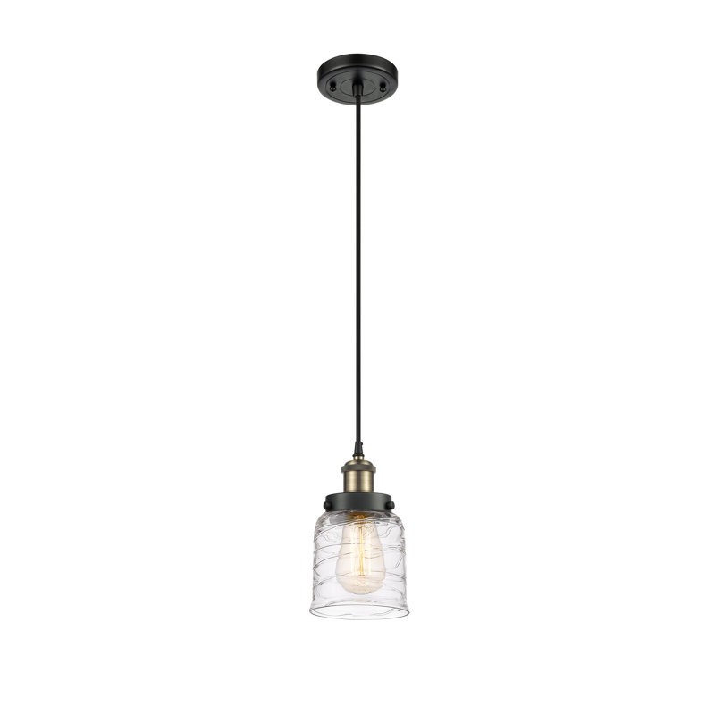 Luminaire suspendu en forme de cloche à 1 lumière Bonnetsville, Noir / Laiton