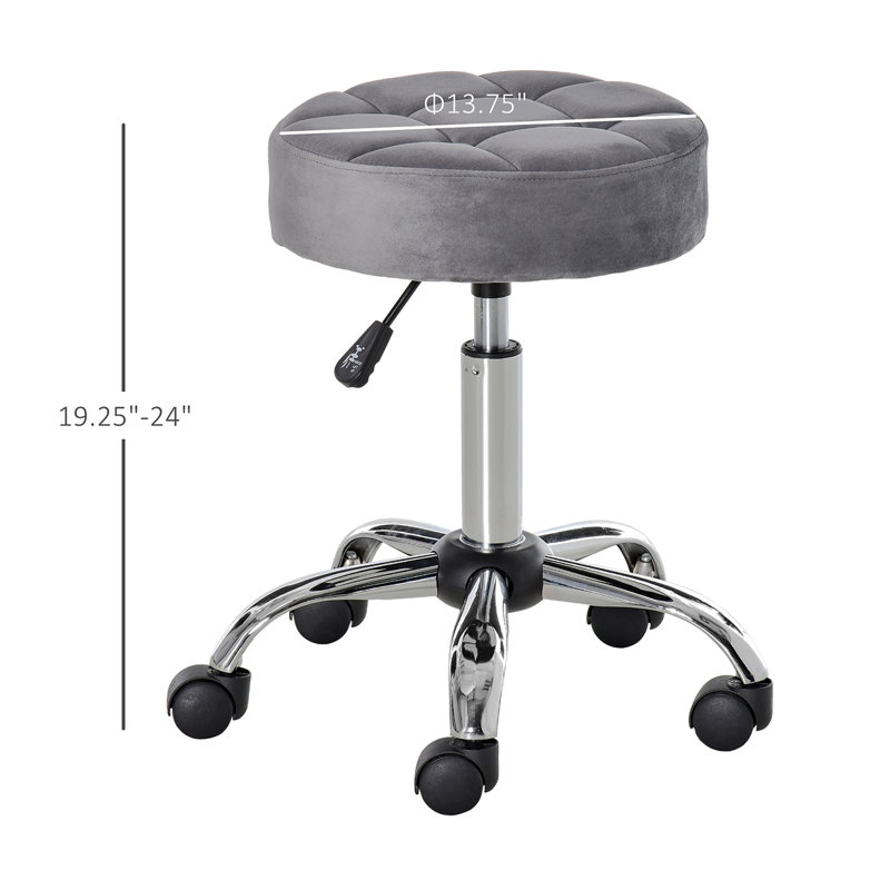 Office Chair Round Rolling Stool With Height Adjustable Lift, Vanity Chair