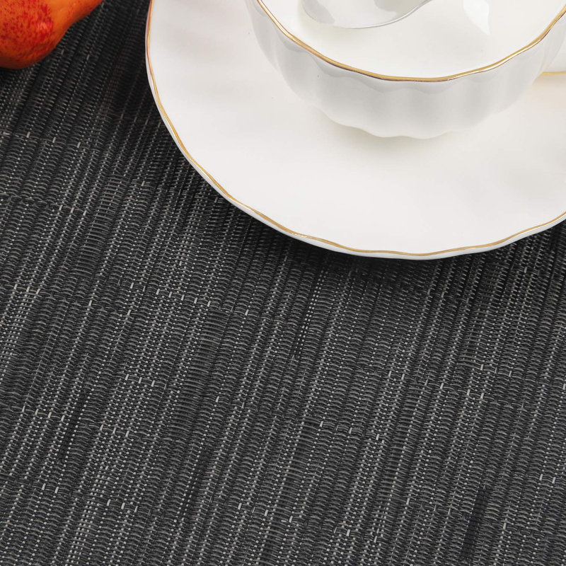 Ensemble de 7 napperons de table ronds avec passe-partout et tapis de table ronds résistants à la chaleur (7), Noir / gris