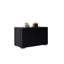 Comptoir rectangulaire en verre trempé transparent de 47,24 po avec surface en cuir noir, armoire de rangement pour bijoux-130117298