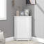 Armoire de coin blanche avec tablettes réglables pour la salle de bain-445994025