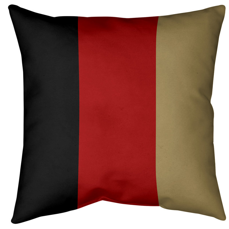 Housse de coussin jeté , 14 po x 14 po, Côté noir / Milieu rouge, Polyester filé