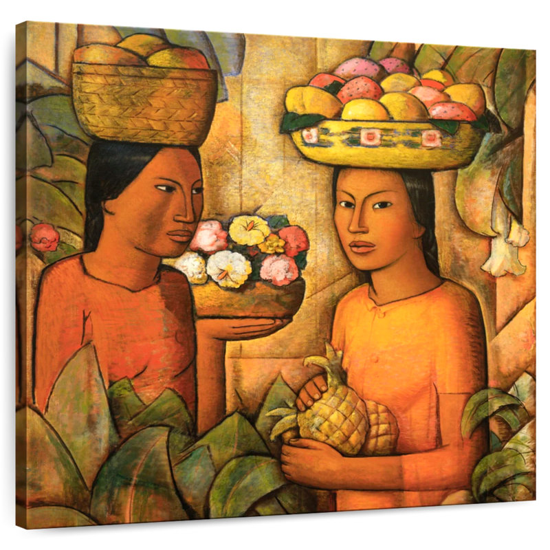 Mujeres Con Frutas, H 30 po x l 30 po