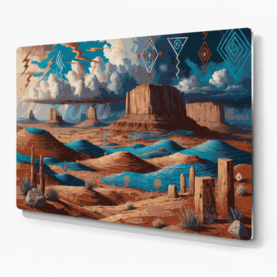 «Southwestern Cowboy Navajo Inspired 73», art mural en métal gris