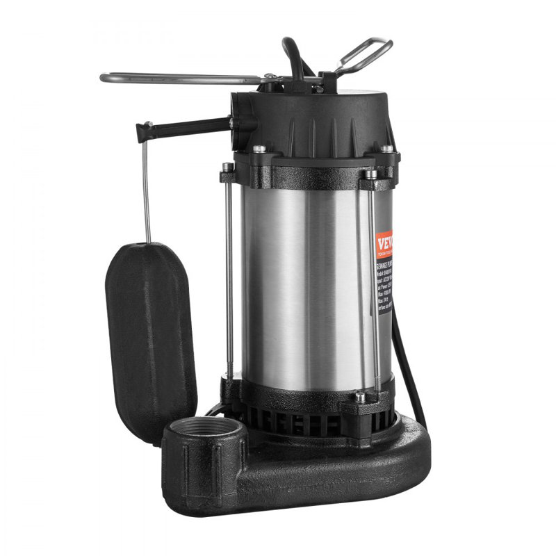 Pompe à eau submersible avec pompe à eau 1HP 5770GPH 34 pieds pour sous-sol, H 13,78 po x l 9,45 po x P 6,30 po