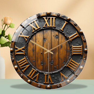 Horloge murale rétro en bois 12 po