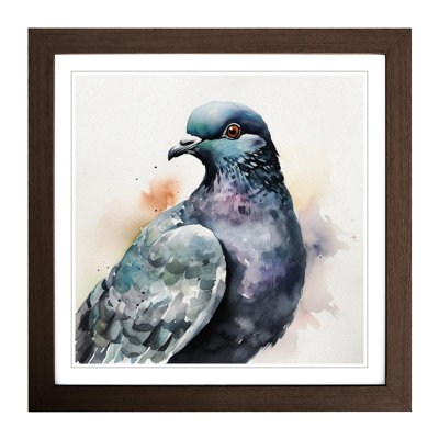 Pigeon Watercolour - Single Picture Frame Print on Wood