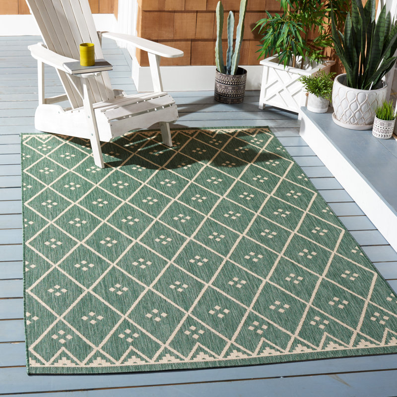 Tapis d'intérieur / extérieur à motif géométrique Courtyard Performance, Rectangle 6 pi 7 po x 9 pi 6 po