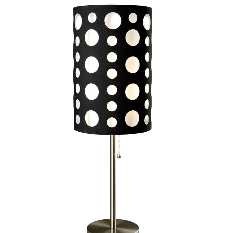 Lampe de table 33 po en métal noir, blanc avec abat-jour en métal de style rétro