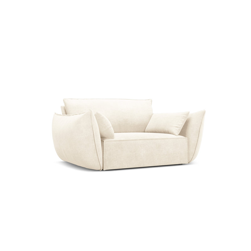 Lindasy Velvet Armchair, Ivory 100% Polyester