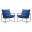 Chaise d'appoint rembourrée avec cadre en métal et mélange de polyester bleu-232645026