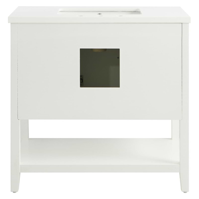 Sheraton 36" Freestanding Standard Single Bathroom Vanity with Top, White, Brushed Nickel
