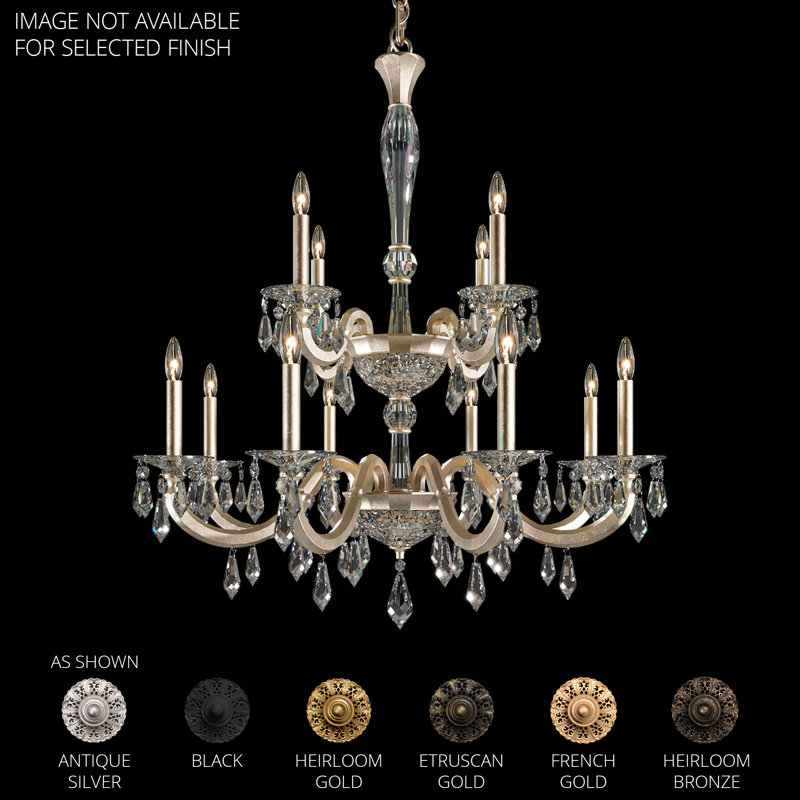 Napoli 12 - Light Chandelier, Antique Silver