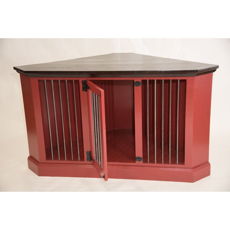 Damien Wood Furniture Style Crate with 1 Door, Caribbean Rum, Persimmon Red