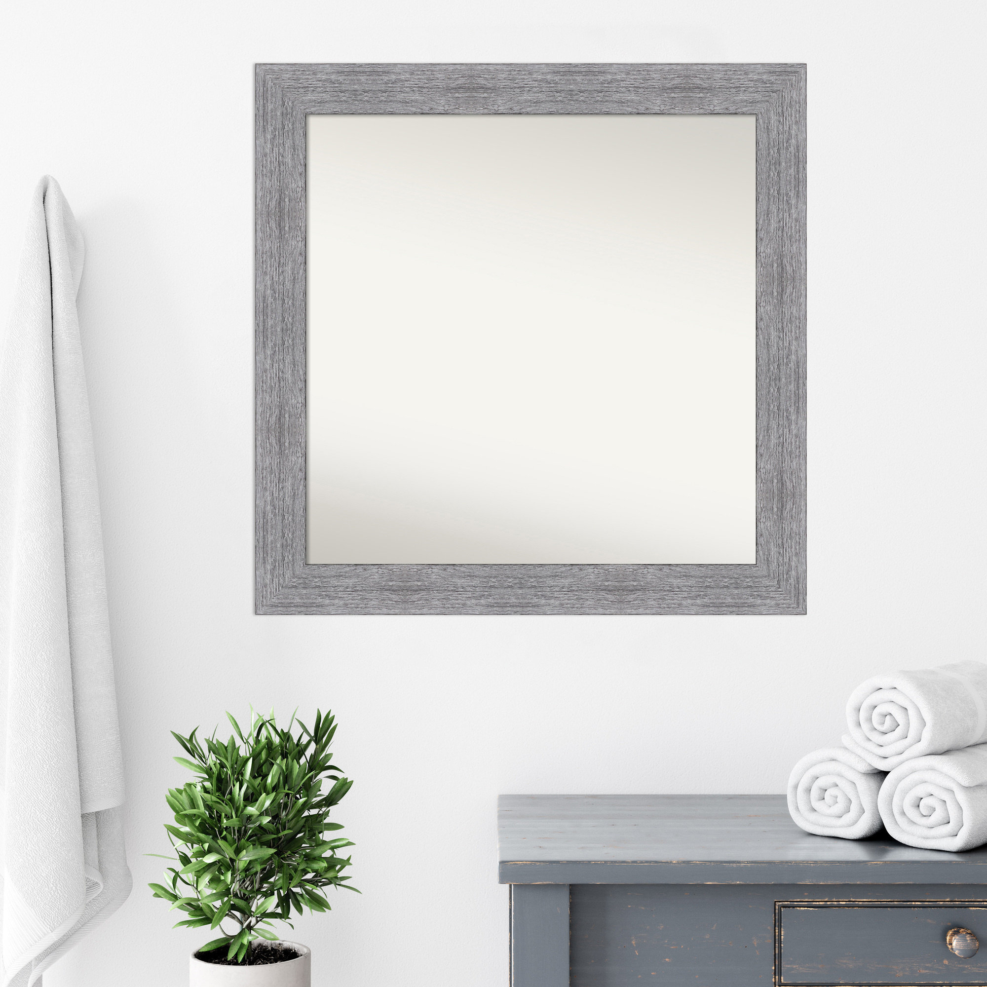 Gracie Oaks Bark Rustic Grey Bathroom Vanity Non-Beveled Wall Mirror ...