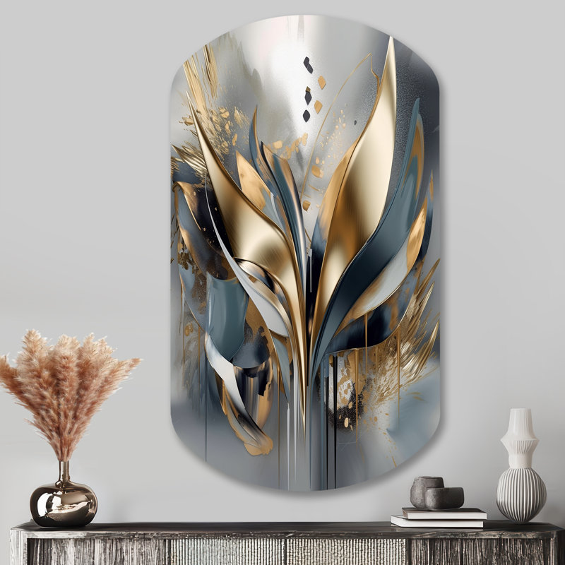 Abstract Shapes And Lines IV - Marble Cylinder Metal Wall Art, Modern Asymmetrical Metal Art Print, 43" H x 23" W x 1" D