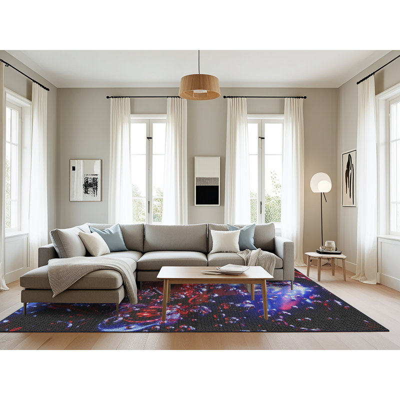 Tapis abstrait rouge / mauve, Rectangle 8 pi x 10 pi