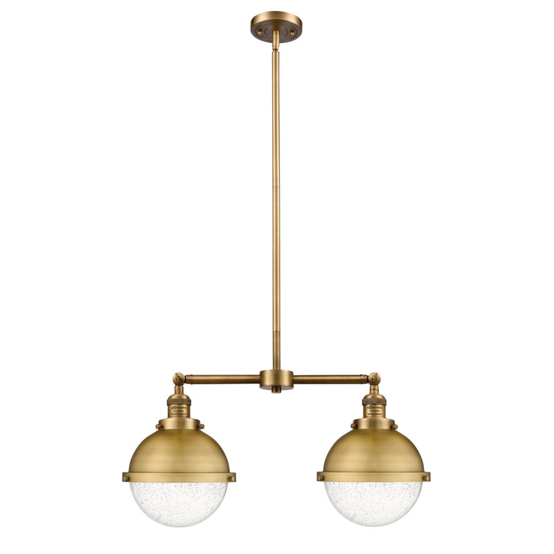 Luminaire suspendu linéaire à 2 lumières pour îlot de cuisine Angye, Noir / laiton antique, Ampoule non incluse