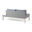 Loft 2 places en bois avec coussins gris, tables pratiques, lattes en bois, extérieur, tables et