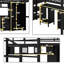Lit mezzanine en métal noir avec table et garde-robe, conception pleine grandeur, structure, grands espaces de rangement, instructions d'assemblage simples et complet, look contemporain, construction stable, options, facile