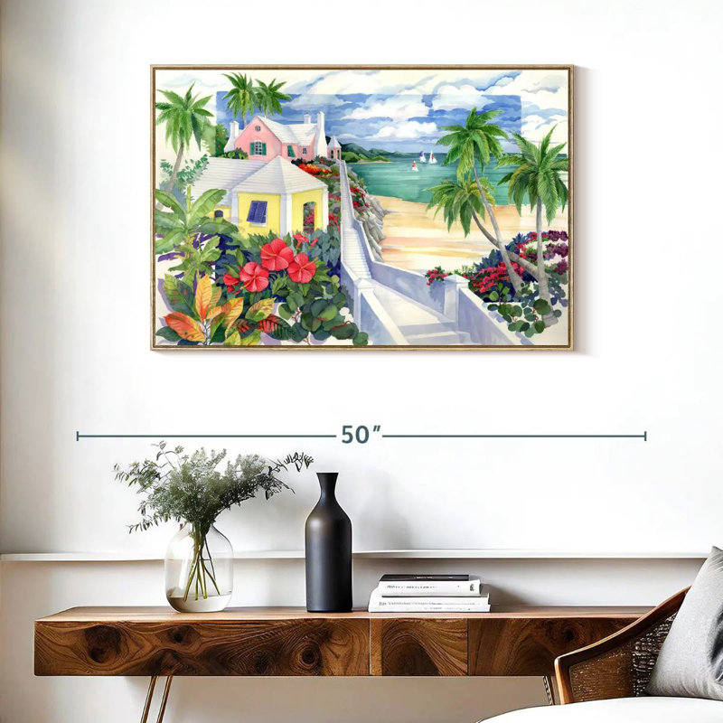 Island Cliff, Cadre flottant en bois naturel, 37 po x 25 po