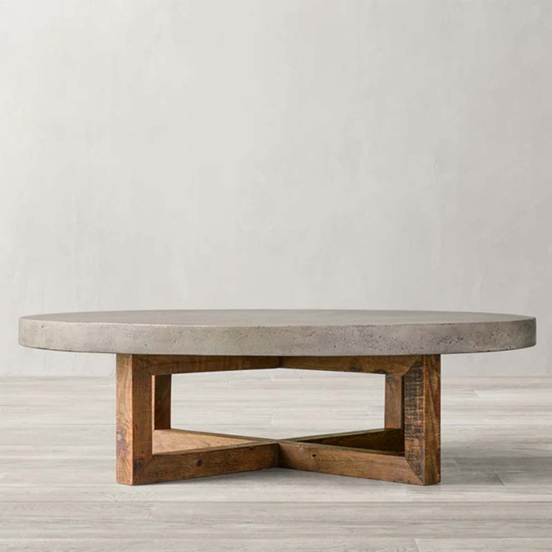Vintage coffee table with smooth rounded edges, 15.75" H x 39.37" L x 39.37" W