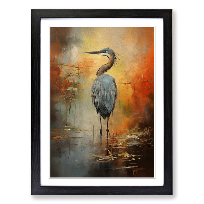Heron Action Painting - Framed Print