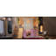 Lit mezzanine pleine grandeur avec rebords et tentes, lit mezzanine en bois massif avec échelles et glissade, design chic avec lumières, aucun sommier nécessaire, naturel + rose-621774001-621774003