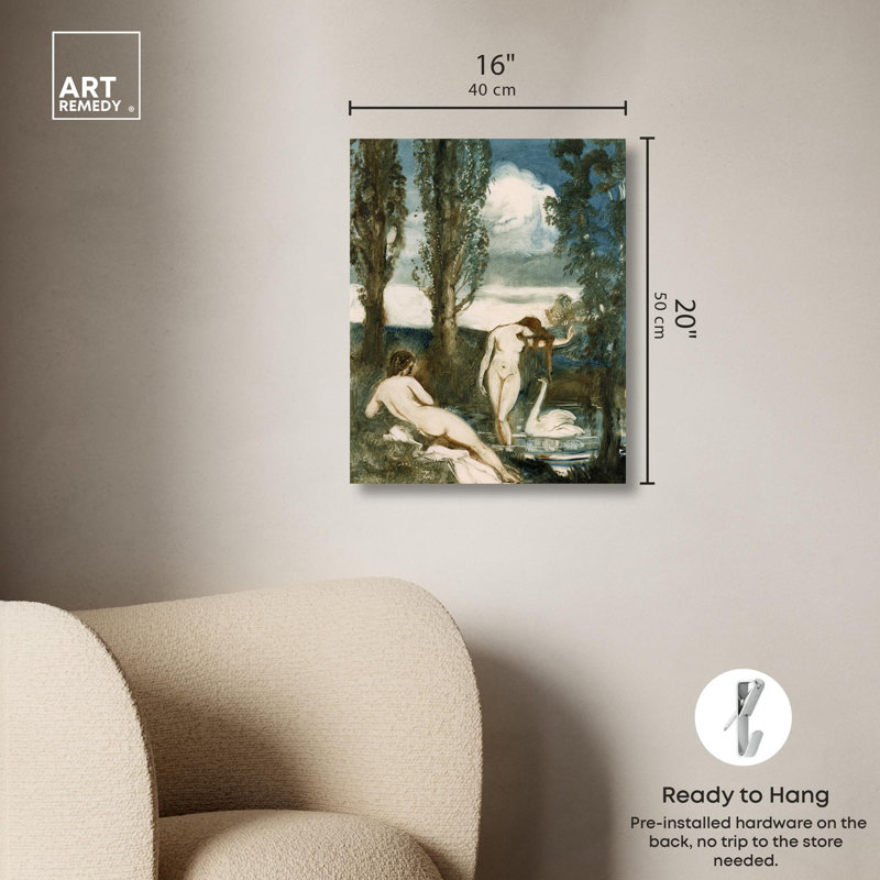 Albert Sterner - The Bathers Canvas Classic Portrait by Art Remedy, Toile tendue, H 20 po x l 16 po