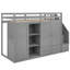 Lit mezzanine fonctionnel avec 3 tablettes, 2 armoires et 2 tiroirs, échelle avec rangement, aucun sommier nécessaire-1525404904