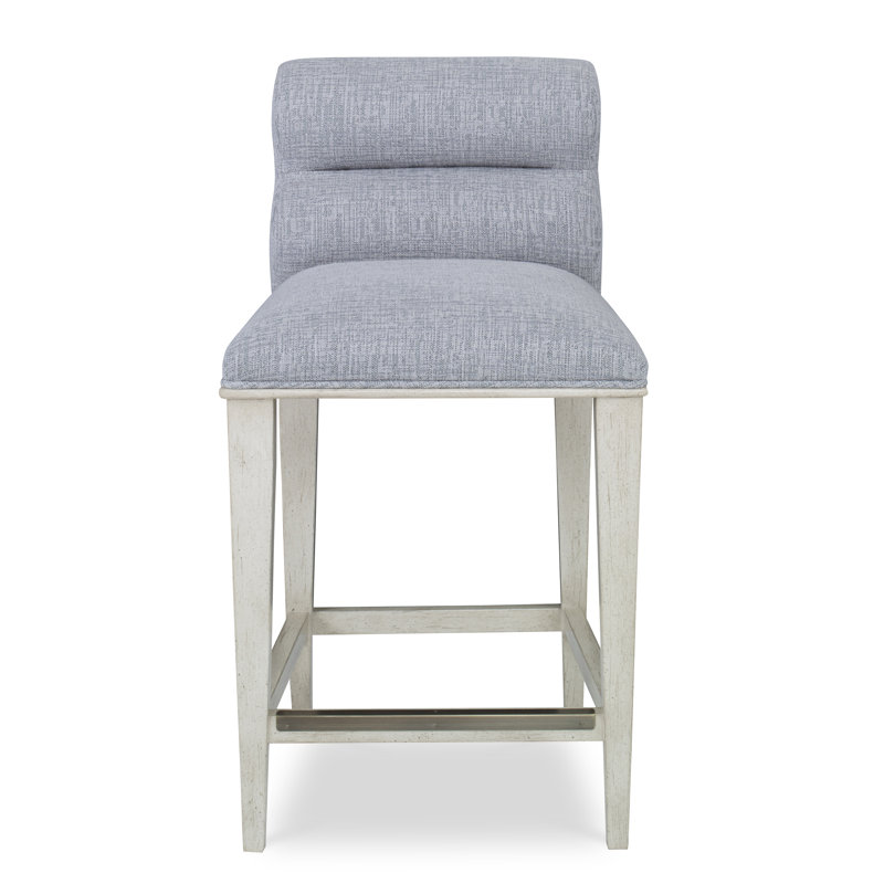 Bexley Upholstered Stool with Solid Wood Frame, American Walnut, Filigree Ivory, Bar Stool (30" Seat Height)