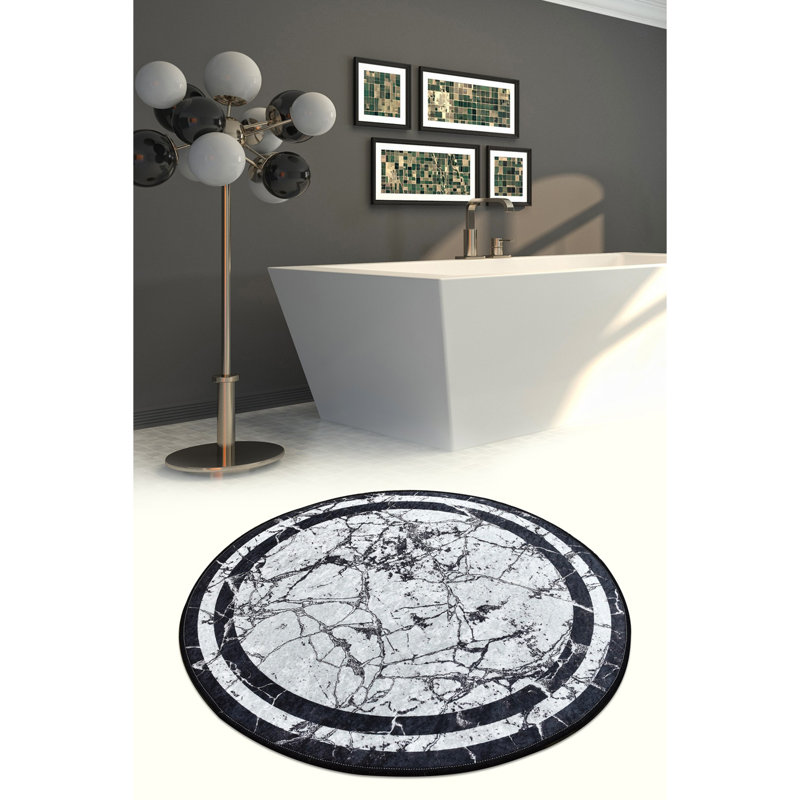 Tapis de bain antibactérien 100% polyester d'un diamètre de 55,1 pouces | Dessous antidérapant, hauteur des poils: 0,4 pouce, 700 grammes par mètre carré | Lavable à la machine, durable et élégant pour la sécurité et le confort de la salle de bain