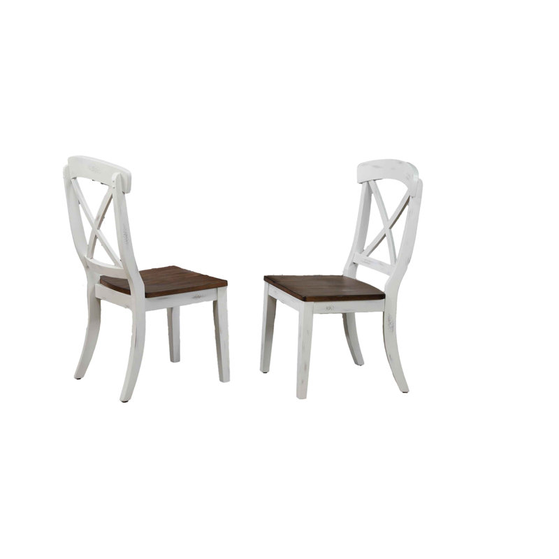 Chaise en bois massif Delanta, Blanc