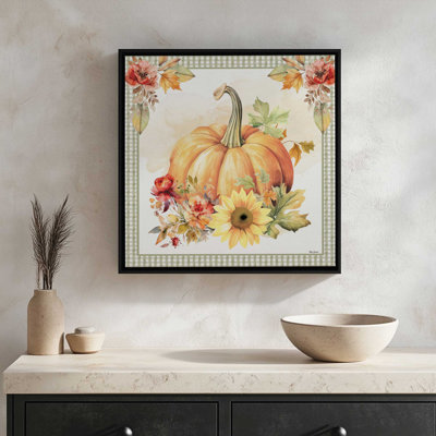 «Fall Pumpkin Floral III» par Nicole DeCamp, reproduction d'art