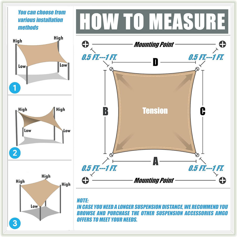 Voile d'ombrage carré Amgo, Rouge, 13 pi x 13 pi