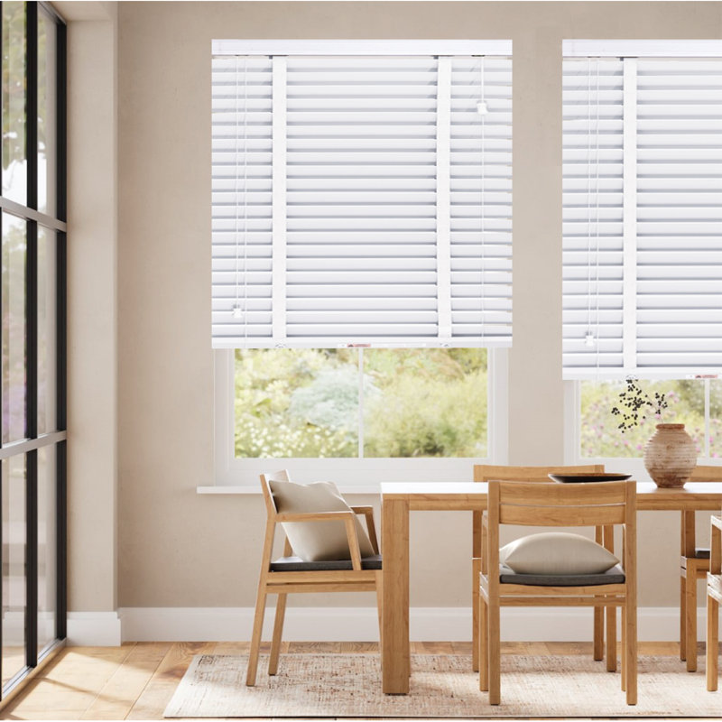 Fauxwood Tape Blind, 150 cm L x 120 cm W, White
