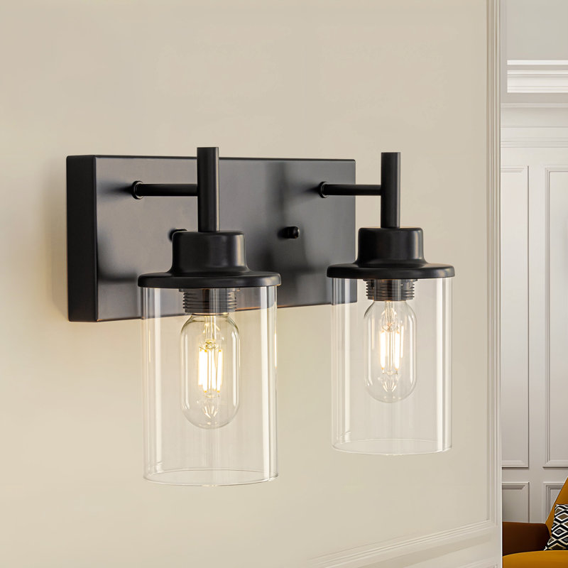 Luminaire de salle de bain à 2 lumières à intensité variable Addam, Noir mat