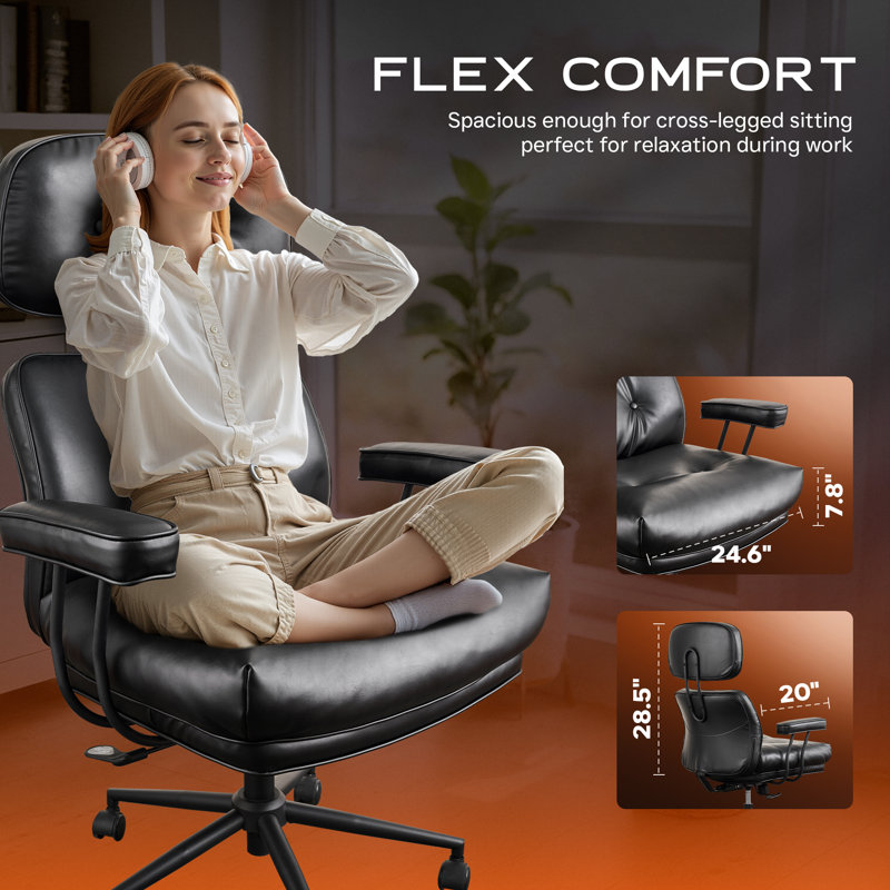 Office Chair With Headrest, Swivel Task Chair With Adjustable Gas Lift, Black