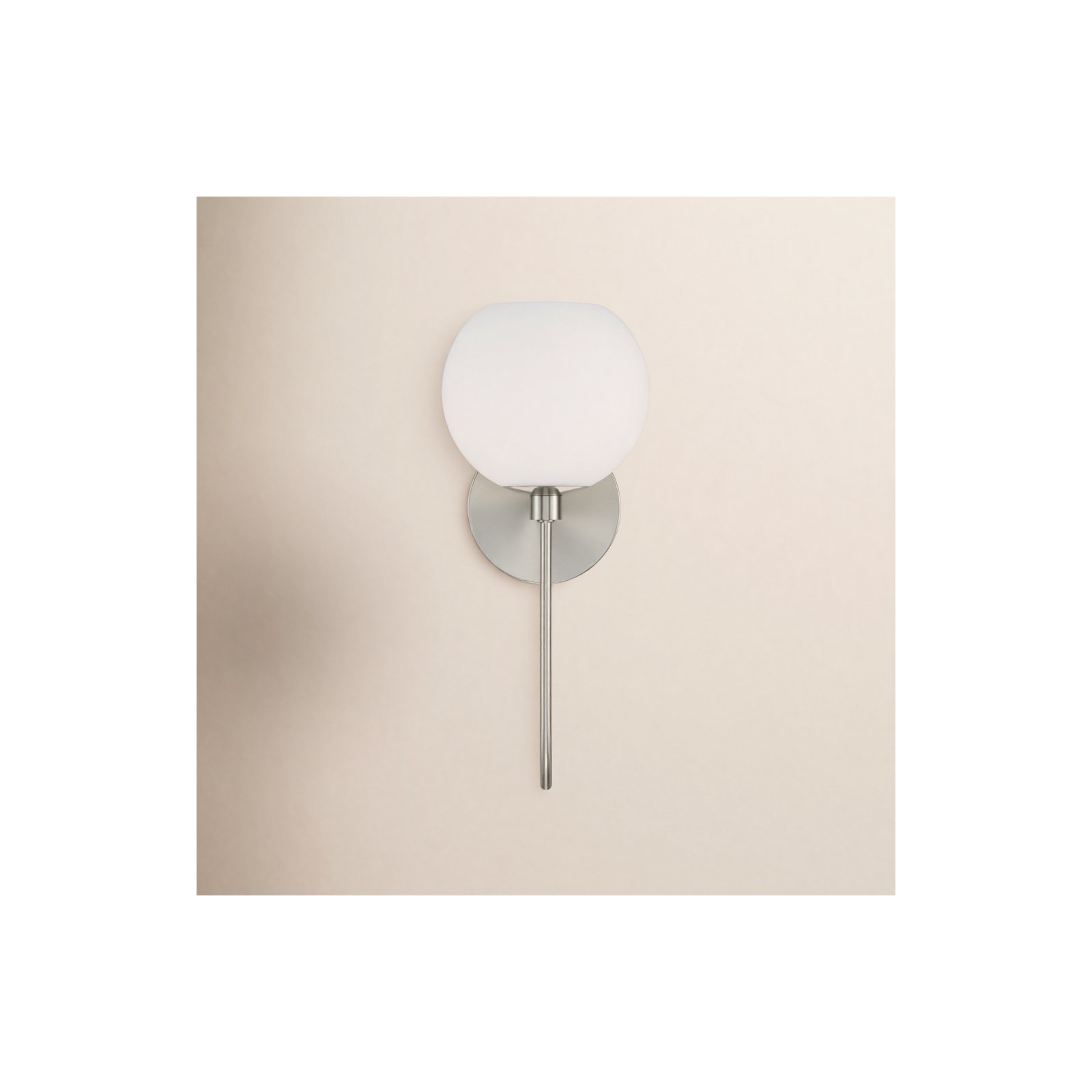 Ansley Single Light Glass Dimmable Armed Sconce, Brushed Nickel