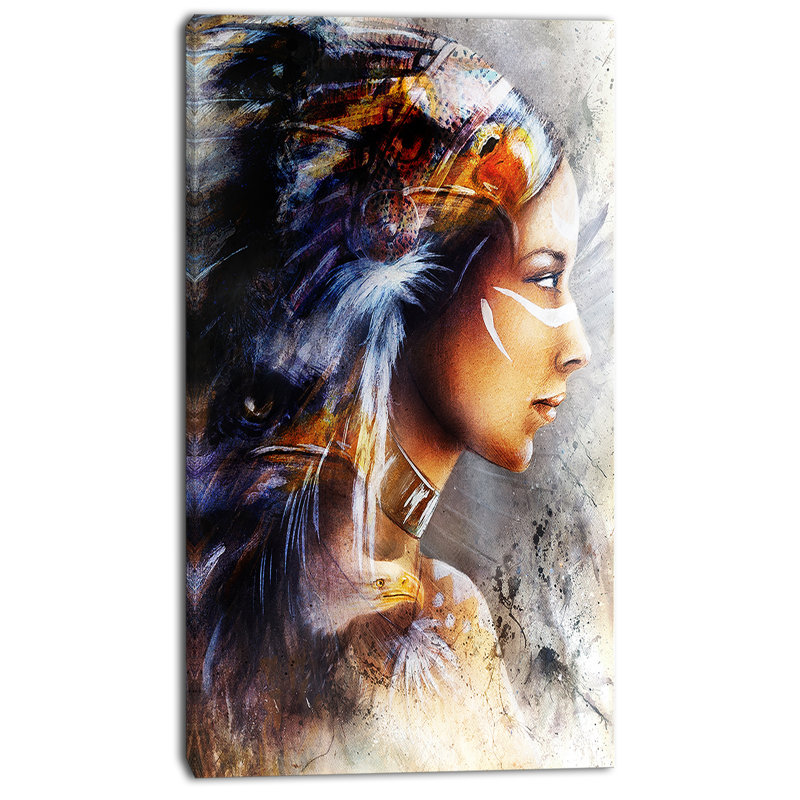 Femme avec un cheval blanc, Eagles, reproduction d’art, H 32 po x l 16 po x P 1 po, Toile tendue