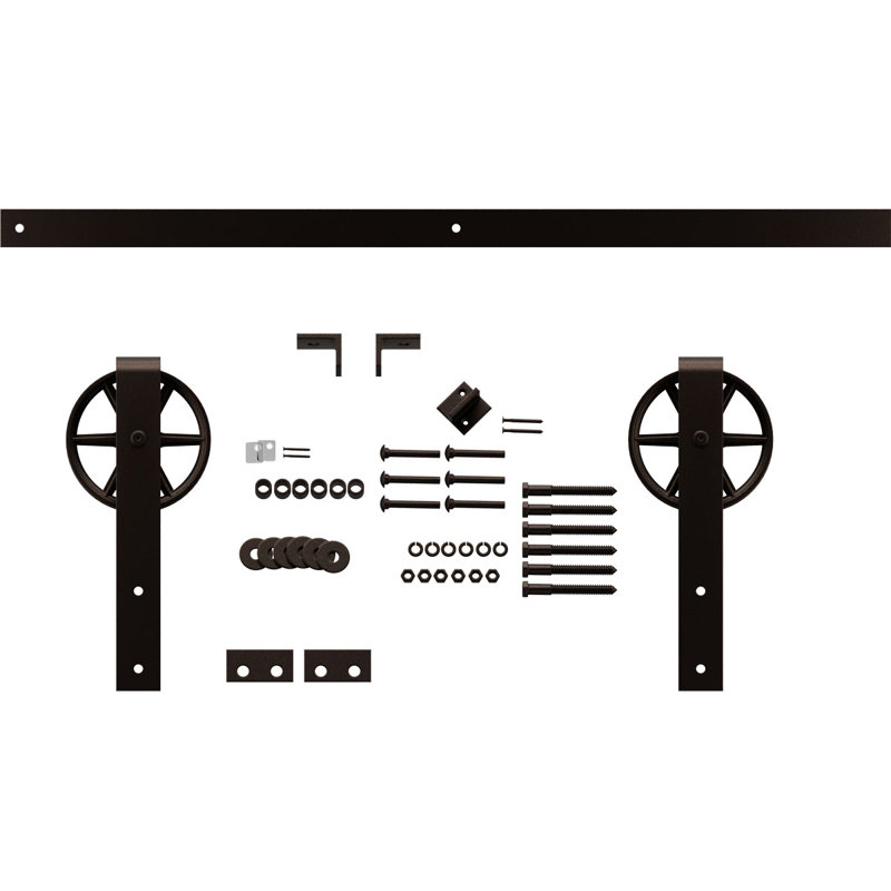 Ensemble de quincaillerie pour porte de grange standard Premium, Bronze texturé, 96 po