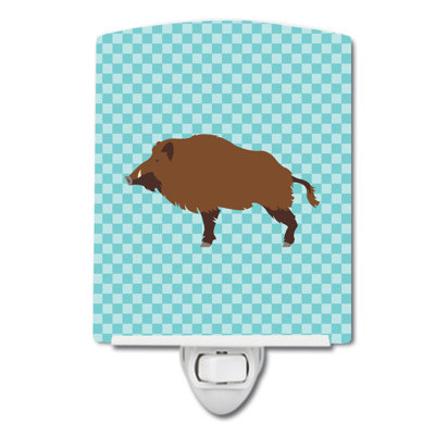 Wild Boar Pig Check Ceramic Night Light
