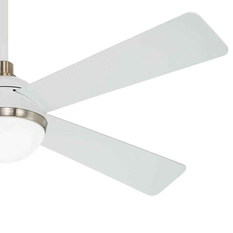 54" 4 - Blade LED Standard Ceiling Fan with Remote Control and Light Kit Included, Brushed Nickel with Flat White Blades