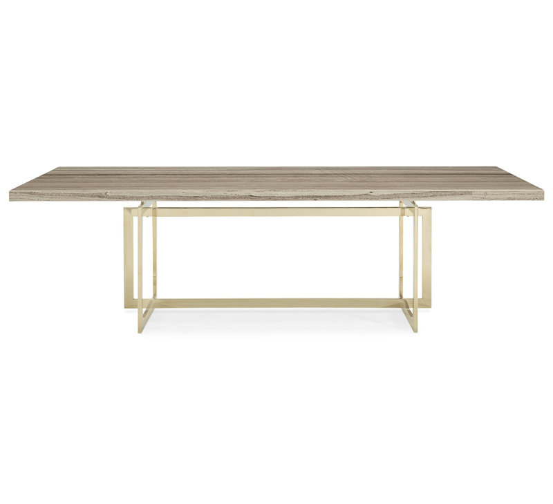 Caracole Classic Stone Dining Table, Gold, Cream