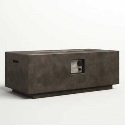 Foyer de table moderne au propane / gaz naturel en béton avec une puissance de 50000, convient au jardin et à l'extérieur, compatible avec les roches de lave, 20 po de profondeur, 42 largeur, 15 hauteur, 69 lb de poids - gaz, esthétique, extérieur