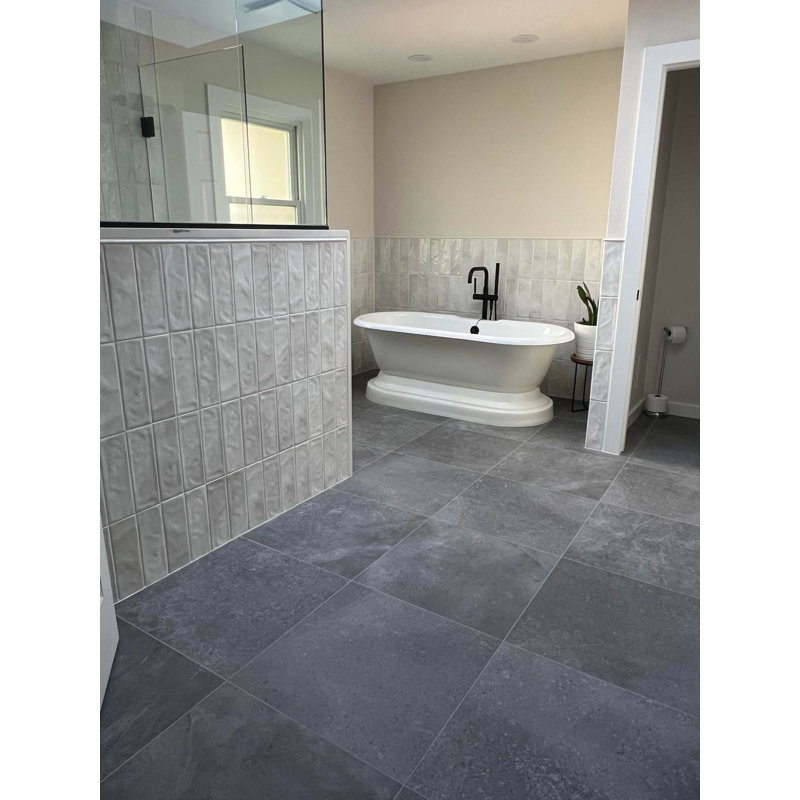New Rock 24X24 Matte Porcelain Tile, Fossil Dark Gray
