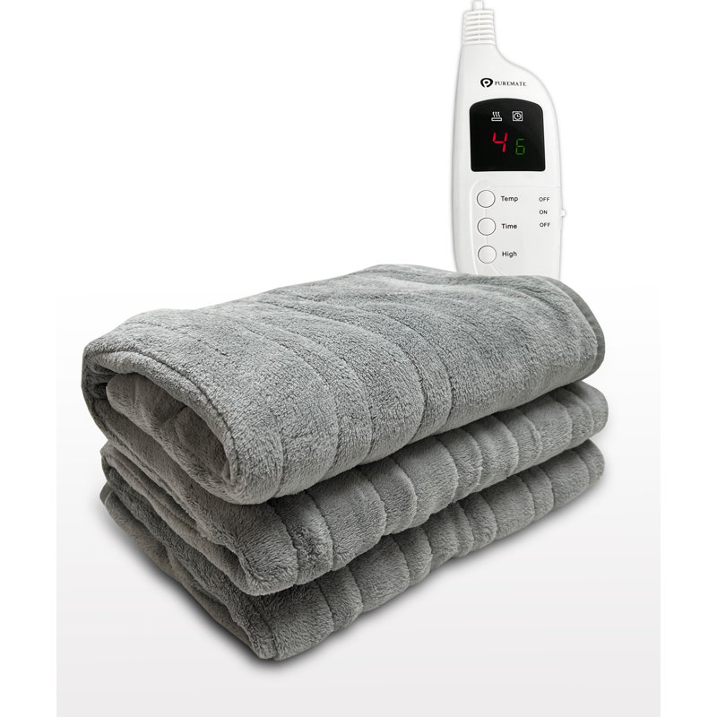 Heated Throw Blanket, Grey