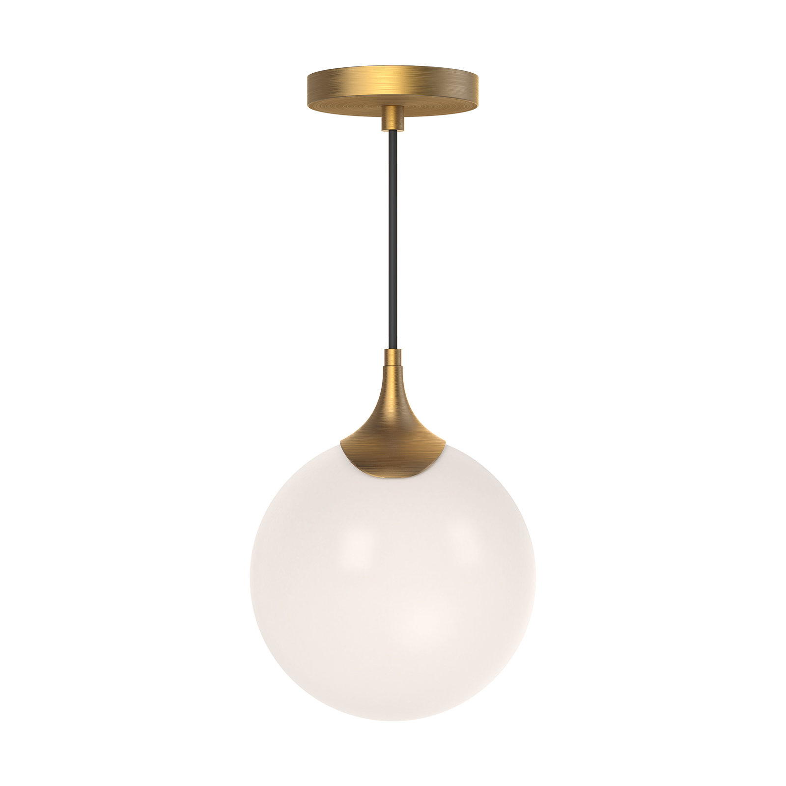Nedra Single Light Glass Steel Pendant, Aged Gold