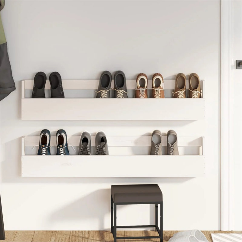 Bonamy 10 Pair Solid Wood Shoe Rack, White